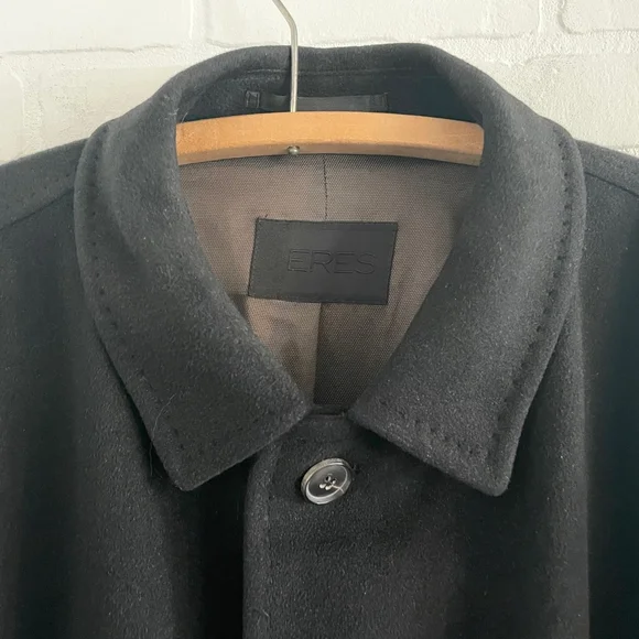 Eres Cashmere Coat Minimalist Luxury Overcoat Black Sz 64 - Picture 4 of 14